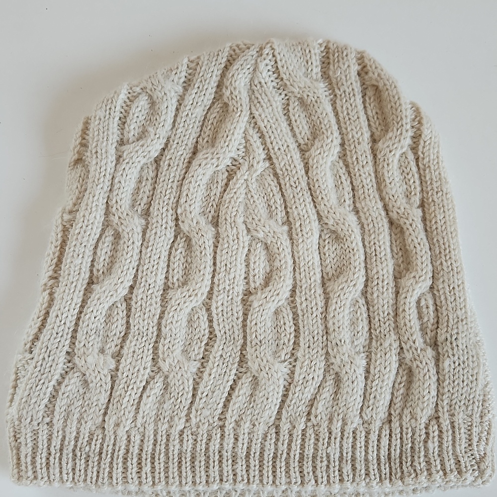 Mother Nature’s Finest Fiber Alpaca Cable Knit Beanie Cream USA Made